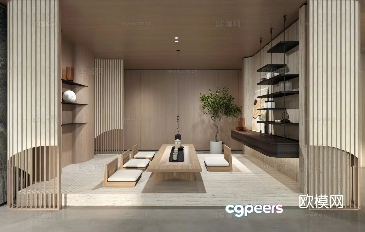 New Chinese style tatami tea room 3d model