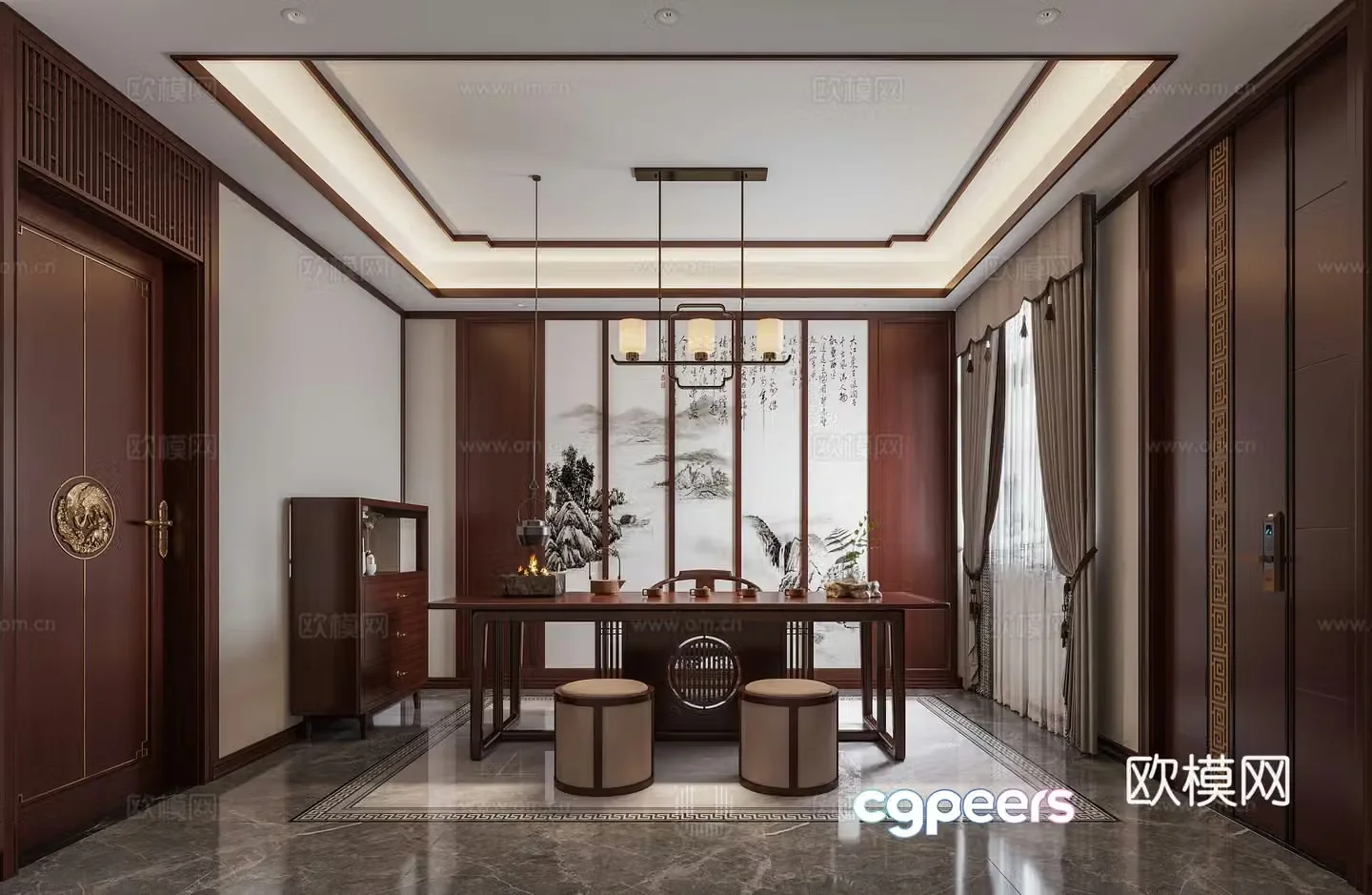 Chinese study room 3D model