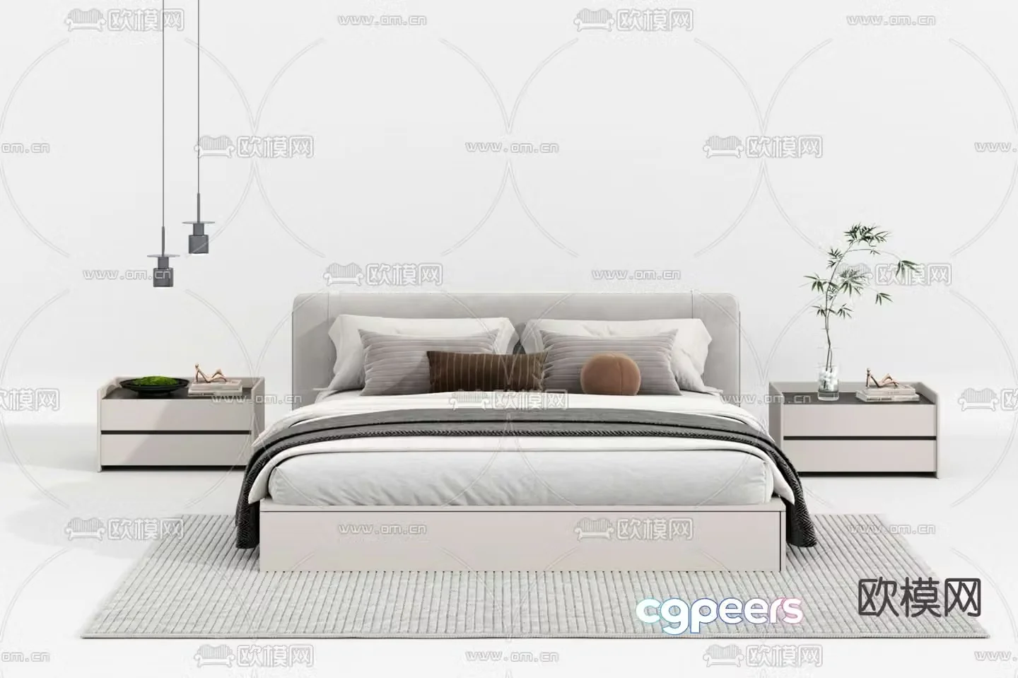 Modern double bed 3d model