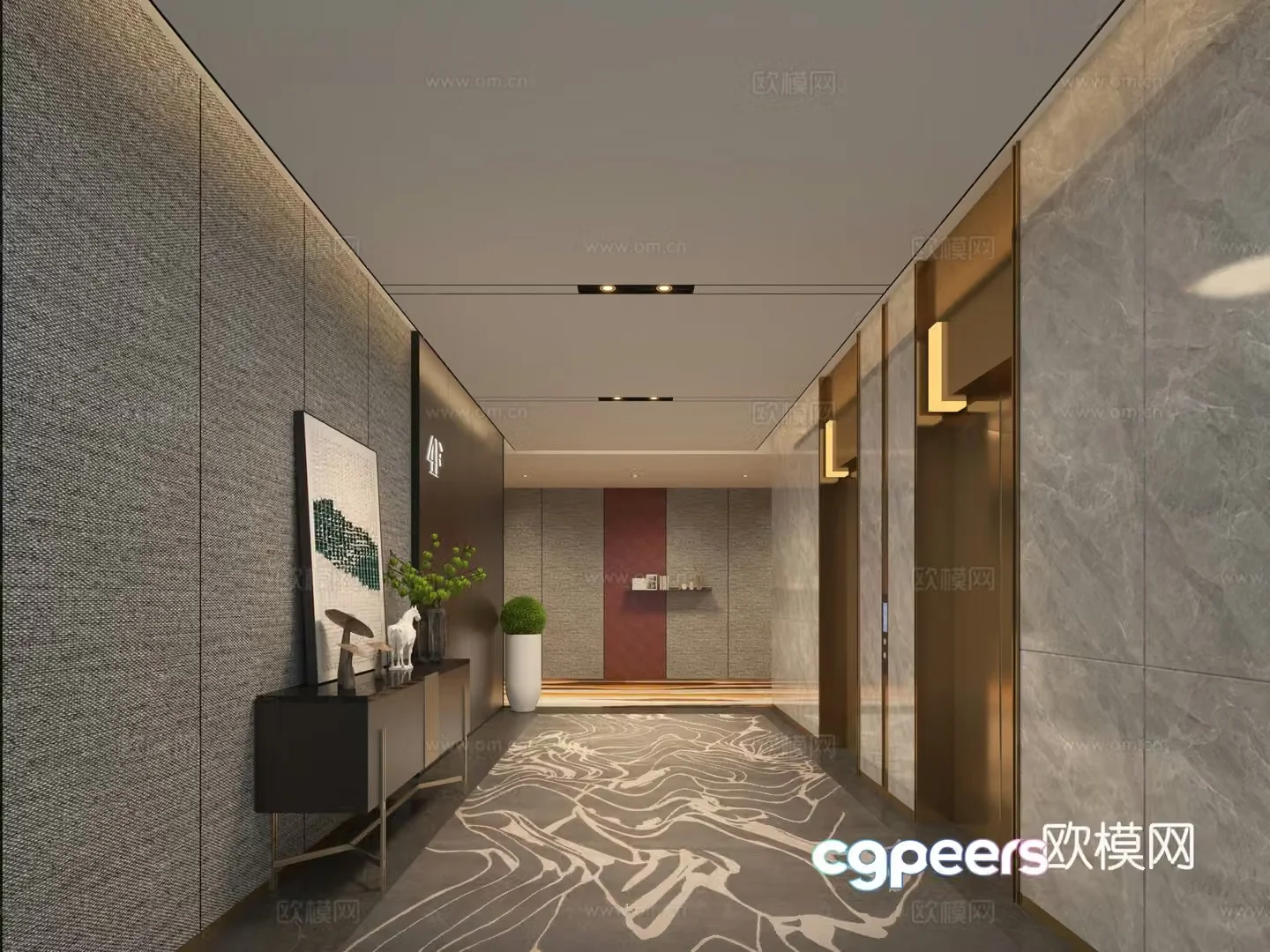 Modern hotel elevator hall club elevator hall elevator hall elevator hall aisle elevator elevator hall 3d model