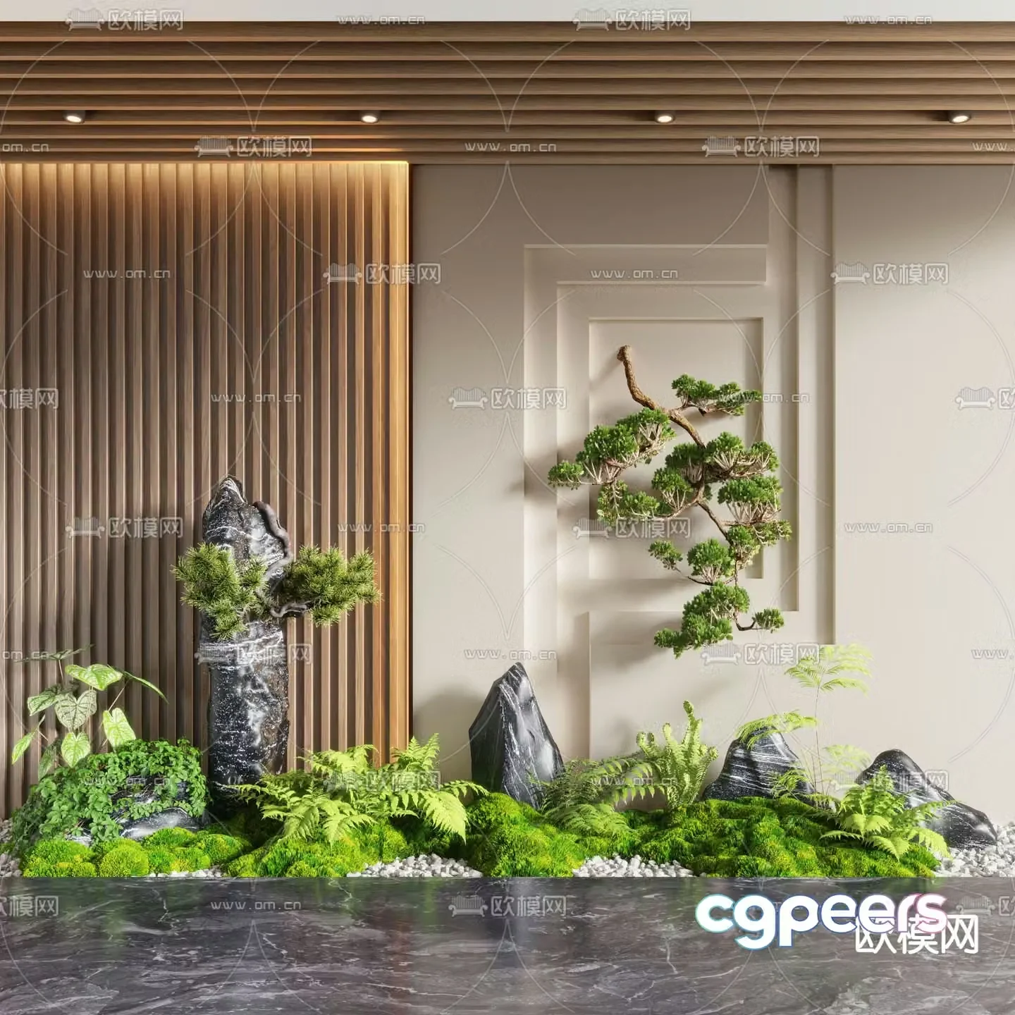 Modern rockery landscape sketch 3D model