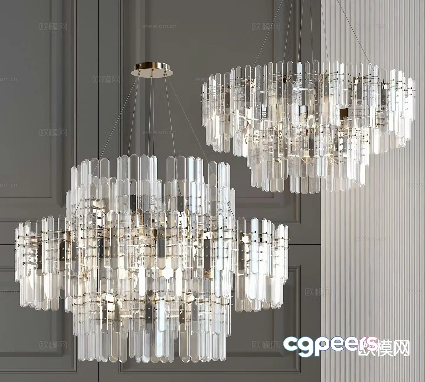 Light luxury crystal chandelier 3d model