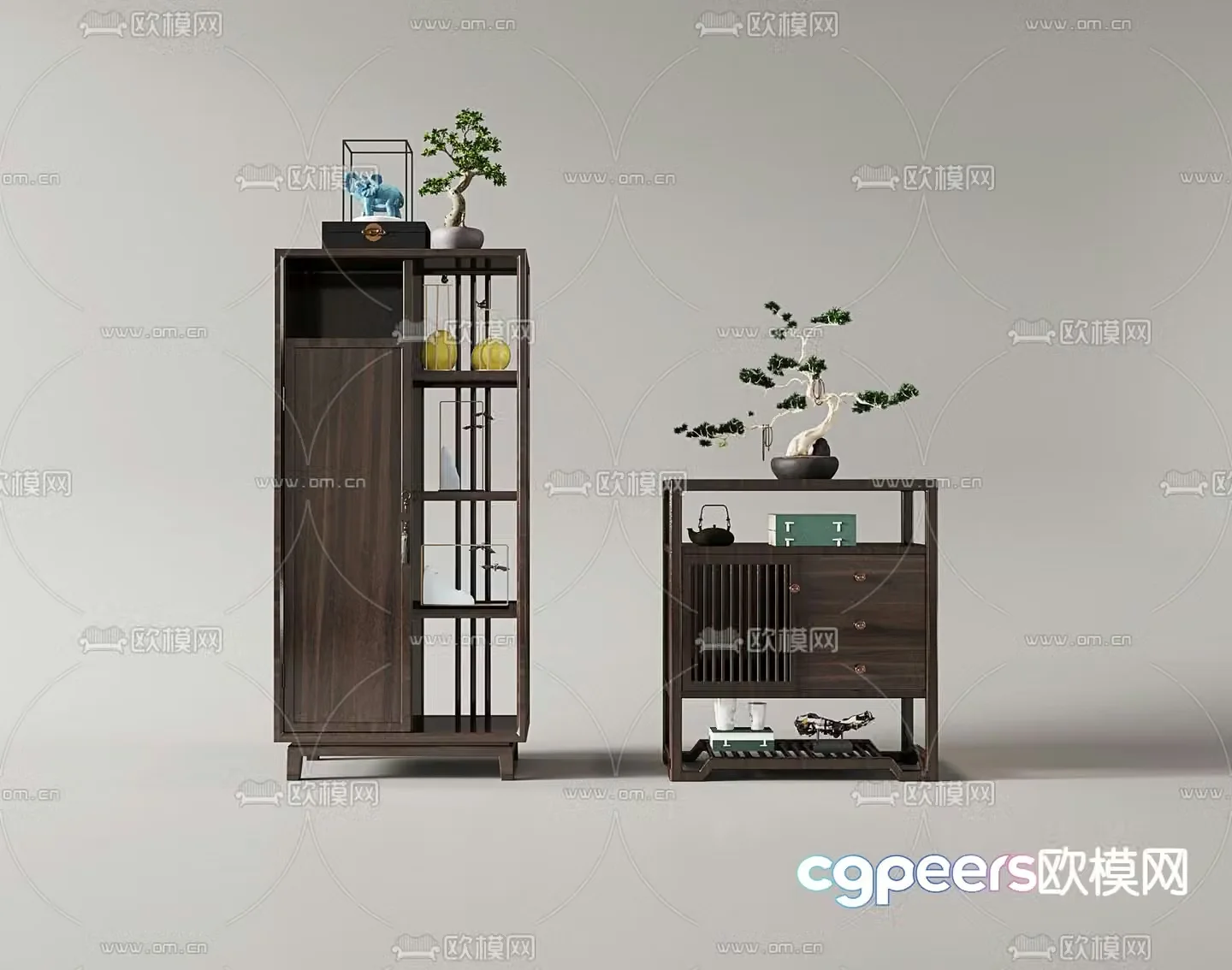 New Chinese side cabinet 3D model of entrance cabinet