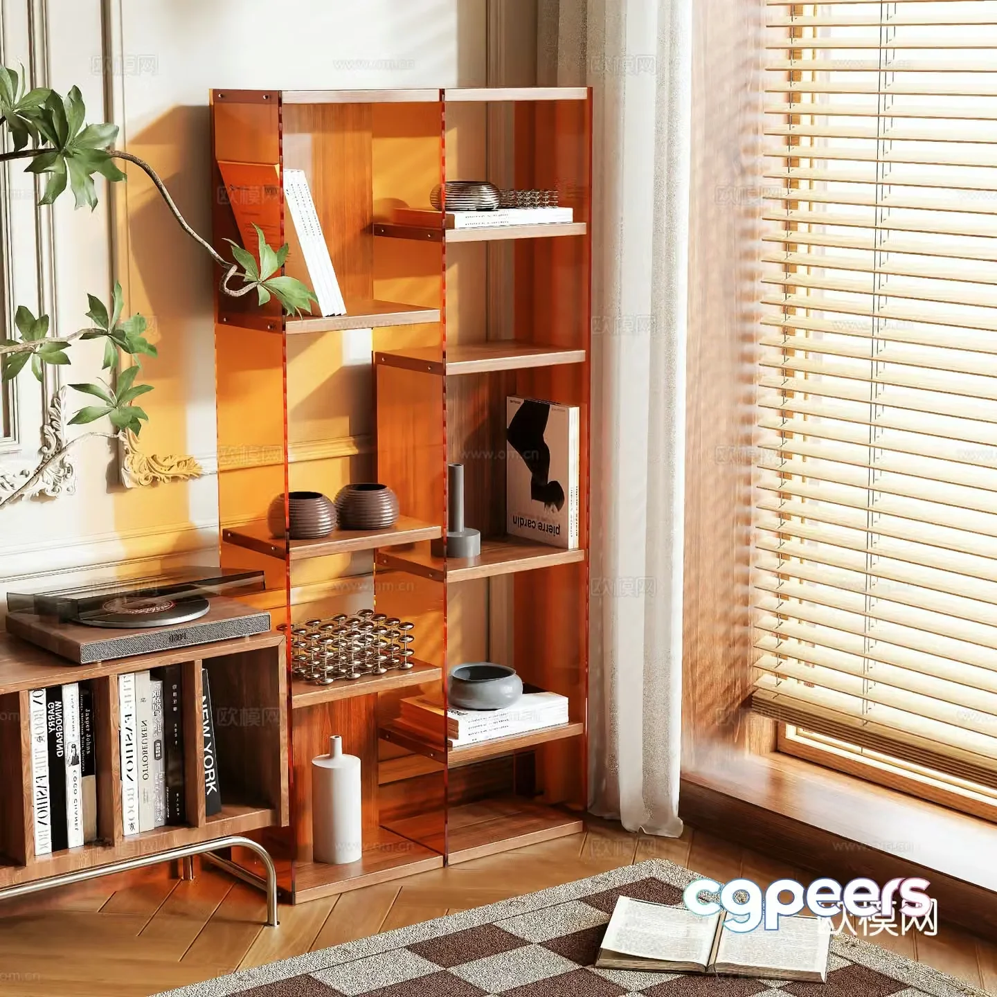 Acrylic bookcase 3d model