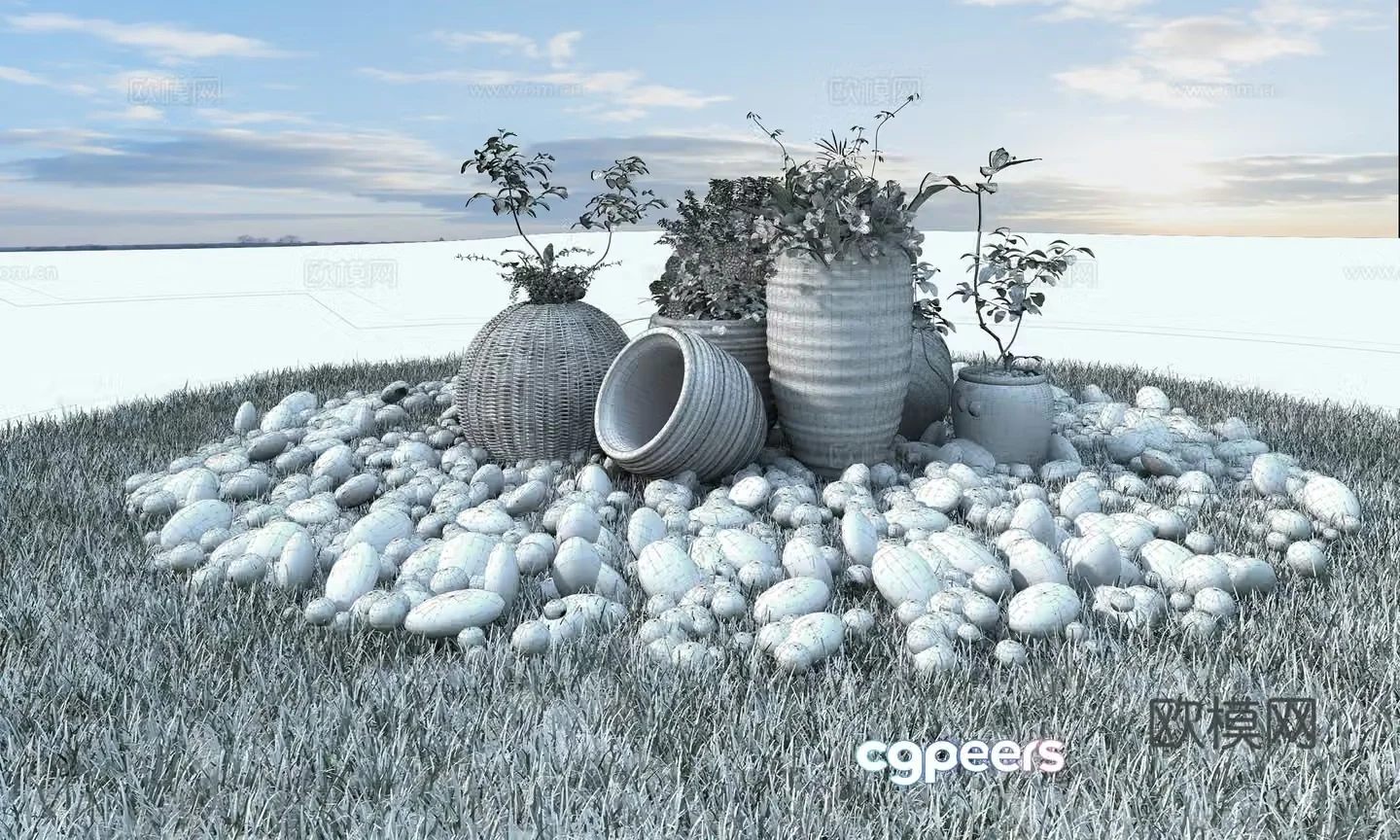 Gardening sketch Landscape sketch Coffee jar 3d model