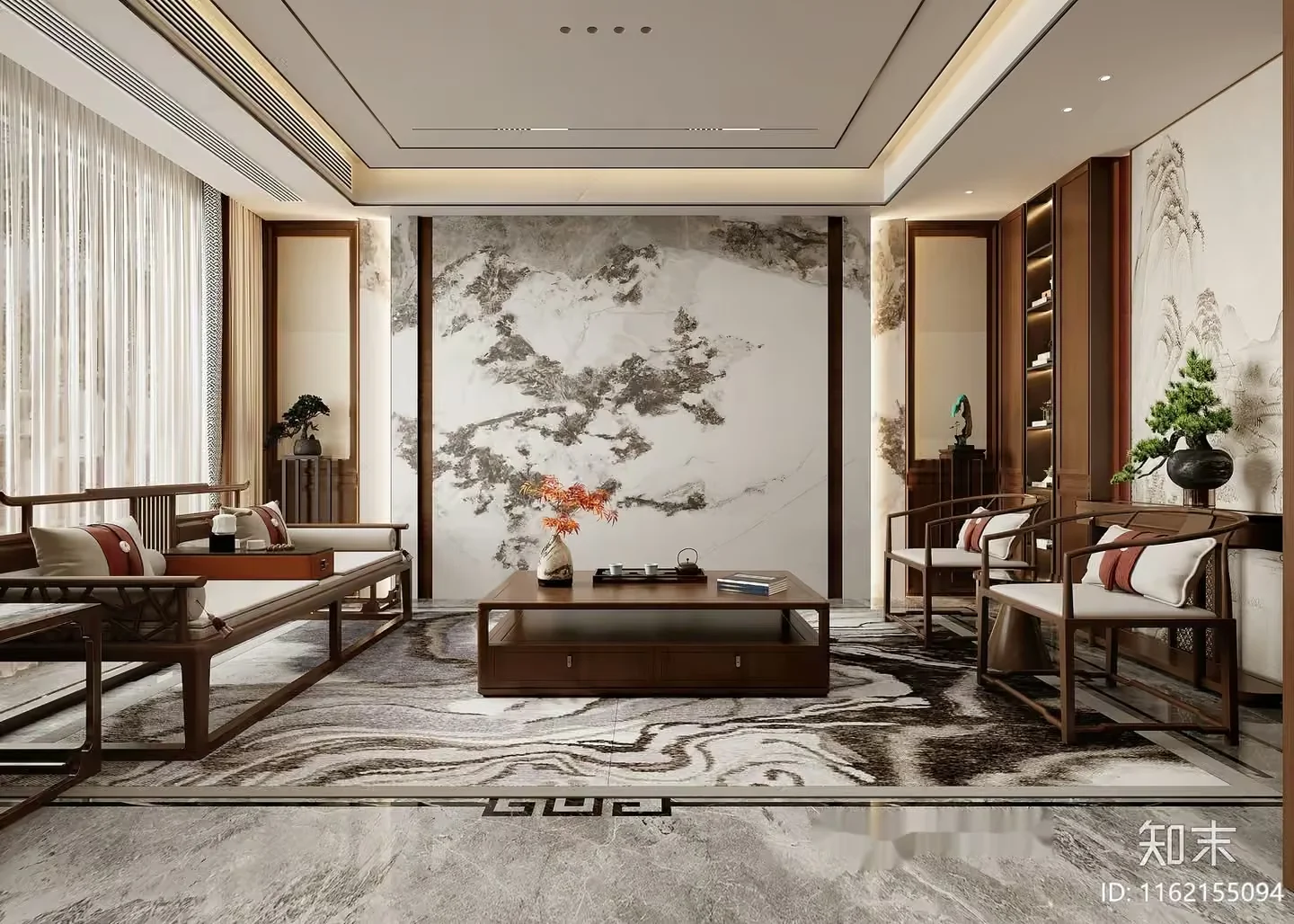 A Traditional Chinese-Style Living Room 3D Model – 16951 – VRAY Render
