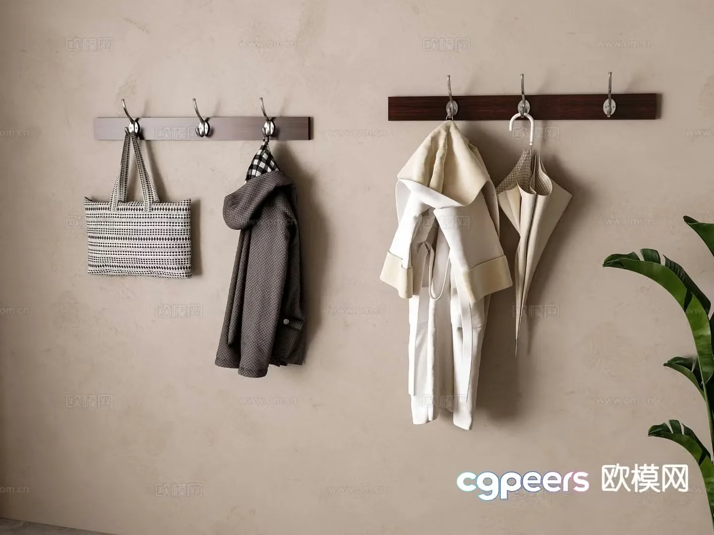 Modern home entrance coat hook 3d model