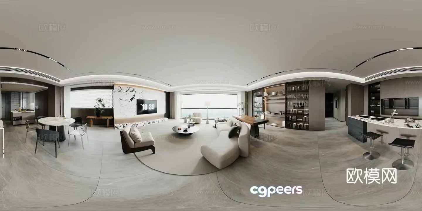 Modern guest restaurant cr panoramic 3d model