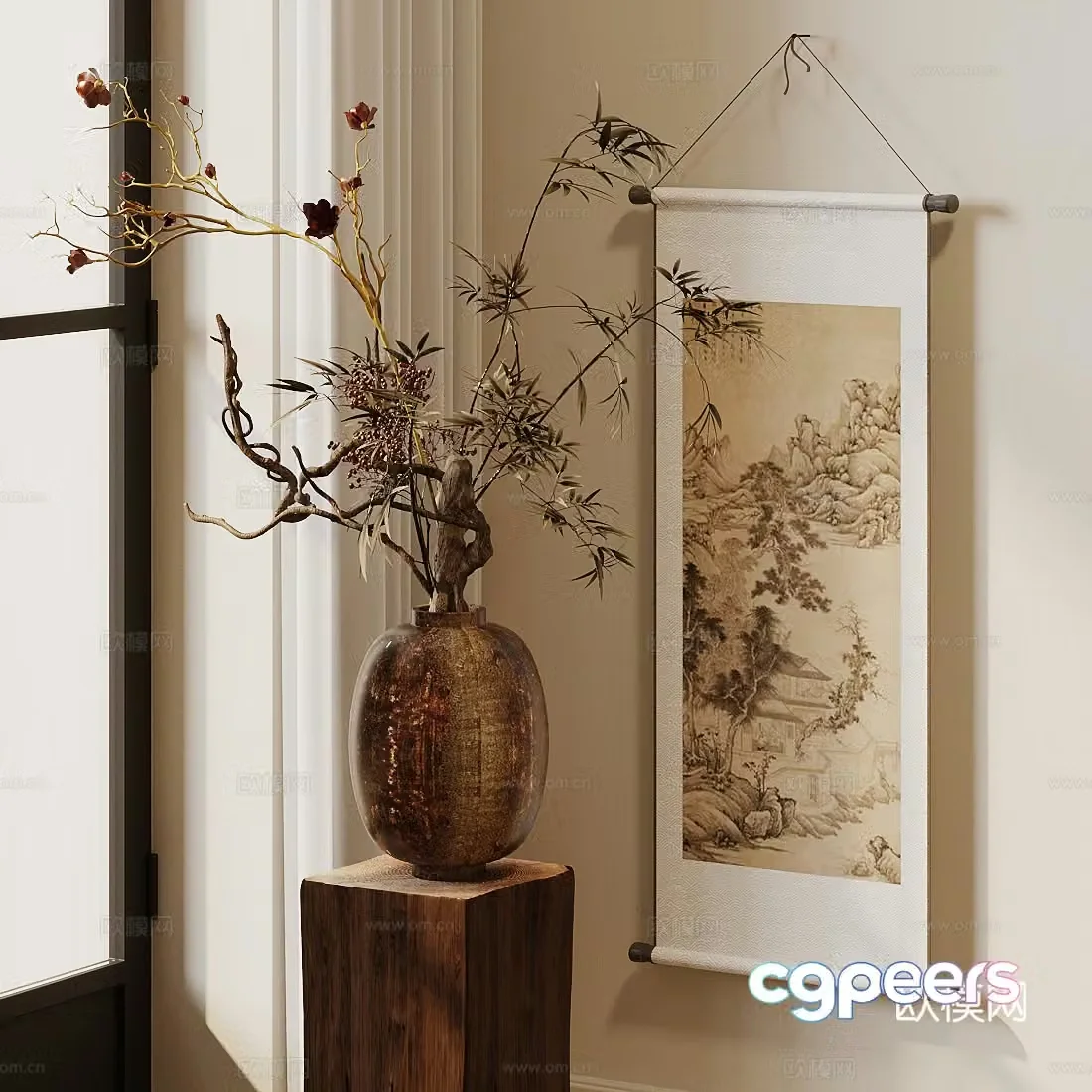 Wabi Lily flower art medieval potted plants Wabi Lily plant ornaments hotel lobby flower art ornaments 3D model