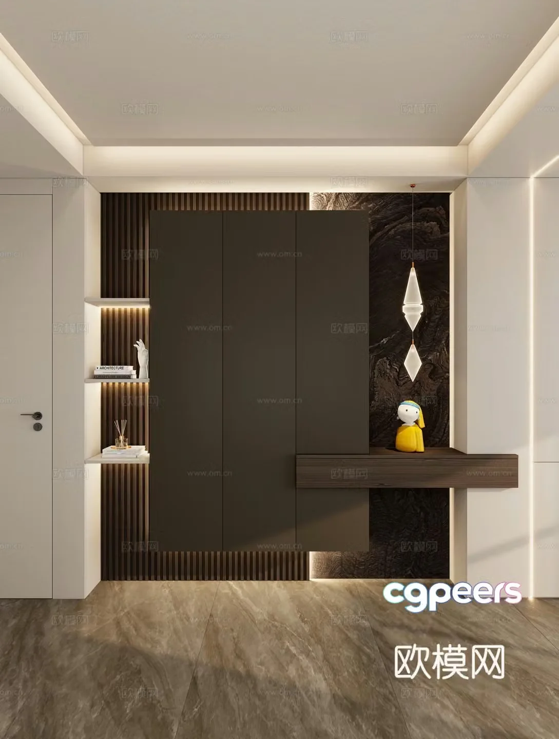 Italian style shoe cabinet Entrance shoe cabinet 3D model