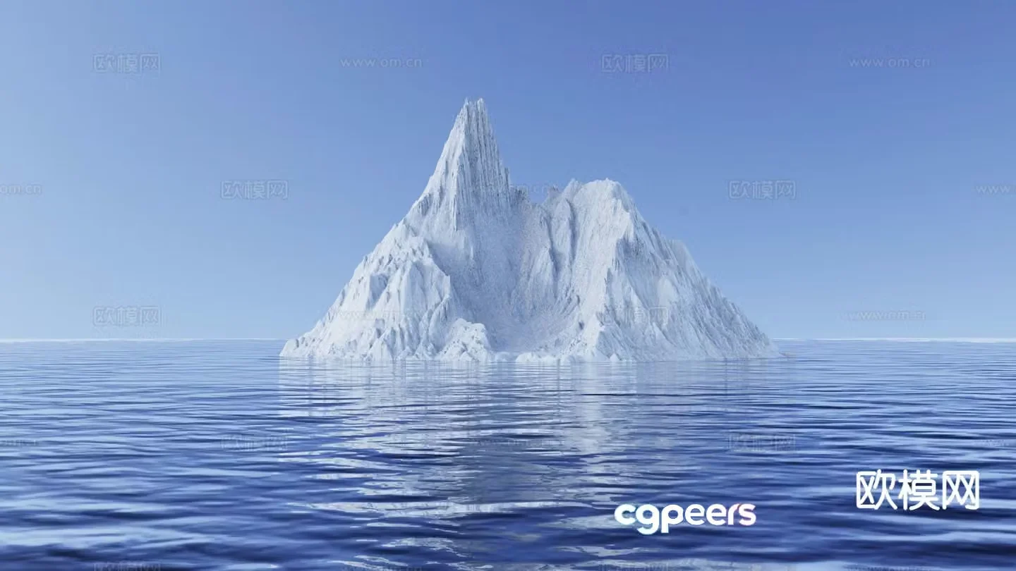 Outdoor scenery snow mountain sea landscape 3d model