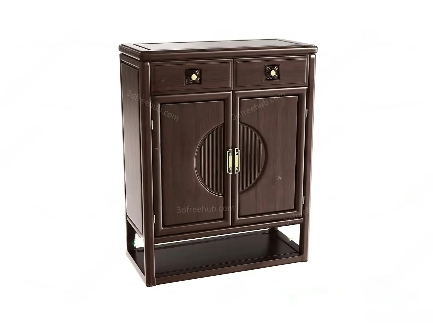 A Dark Brown Wooden Cabinet 3D Model – 22596 – VRAY Render