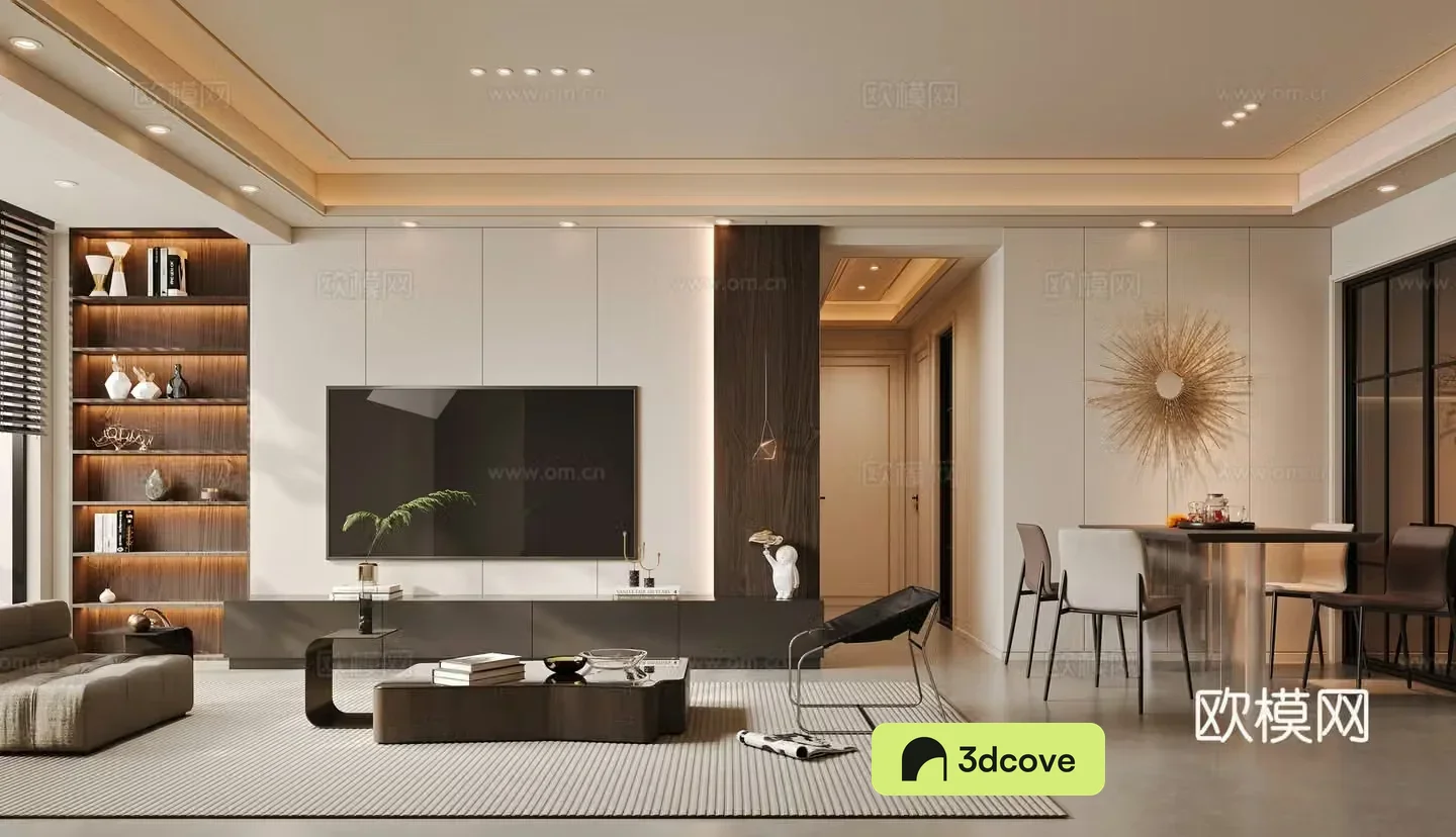 Modern living and dining room