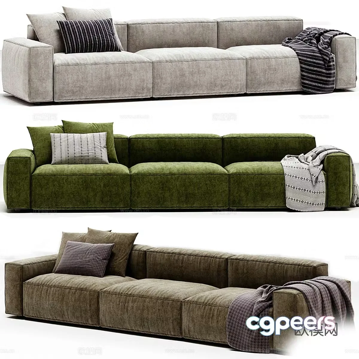 Modern Italian CAIROLI three-person sofa 3d model
