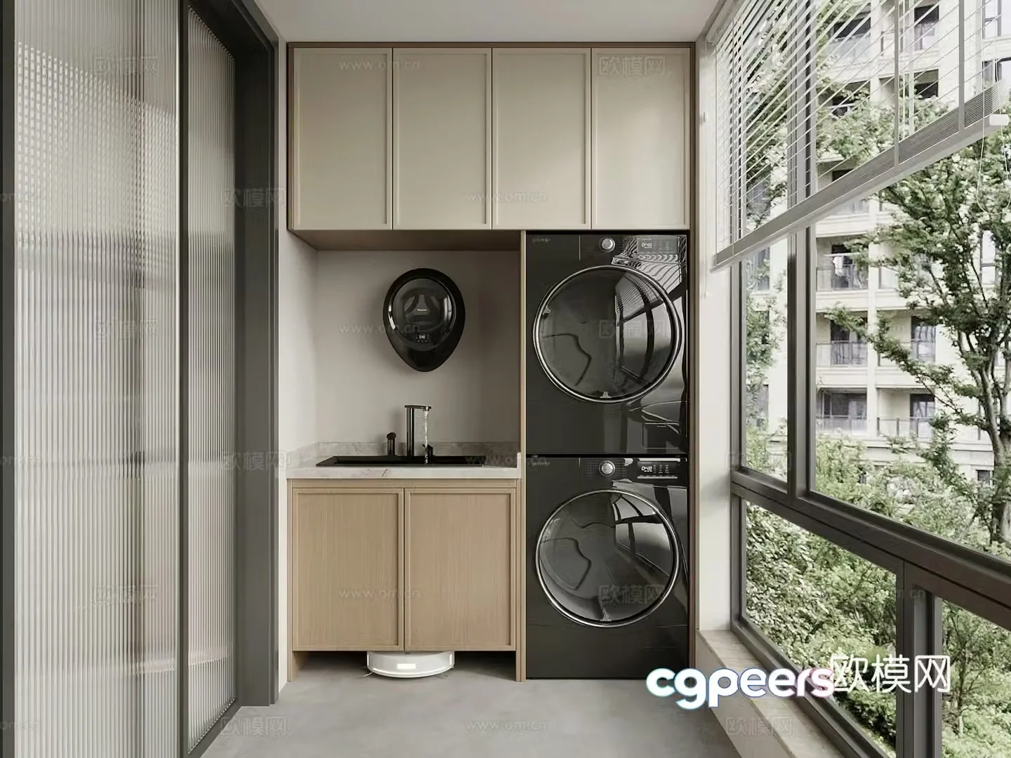 Balcony Modern balcony washing machine cabinet Balcony cabinet 3d model