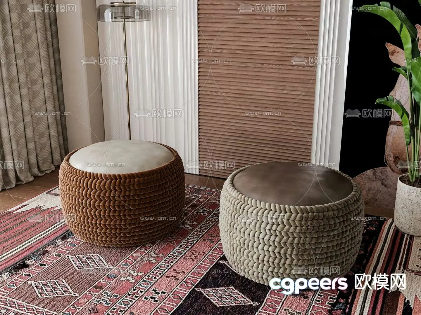 Wabi-sabi stool sofa stool low stool 3d model