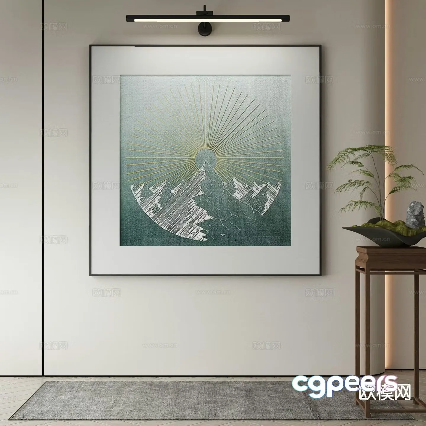 New Chinese style hanging painting decorative painting 3D model