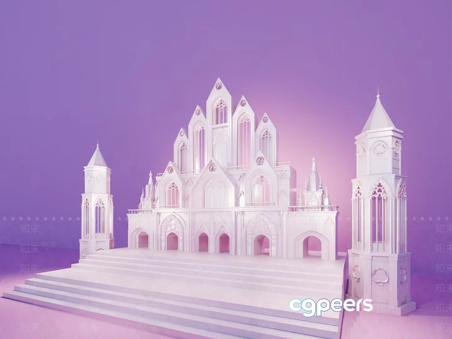 A White Castle 3D Model – 4336 – VRAY Render