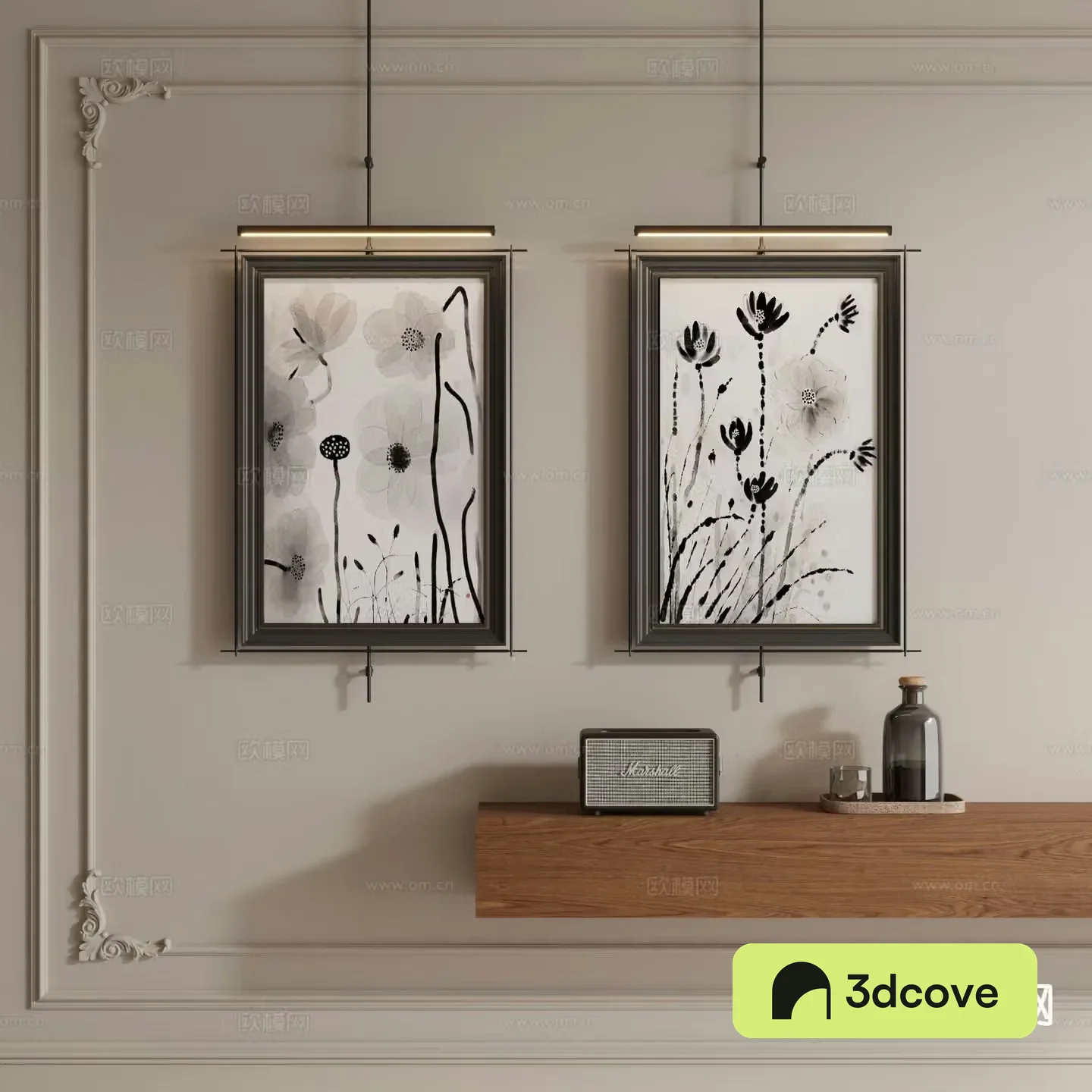 Medieval style hanging painting decorative painting metal rod hanging painting