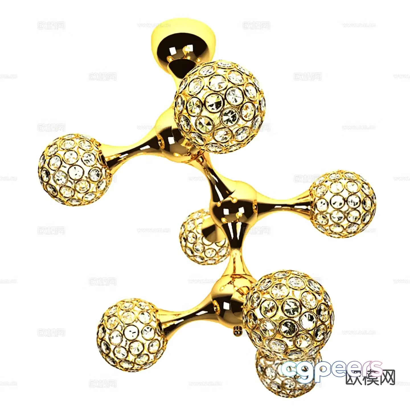 Modern multi-head chandelier cell chandelier 3d model