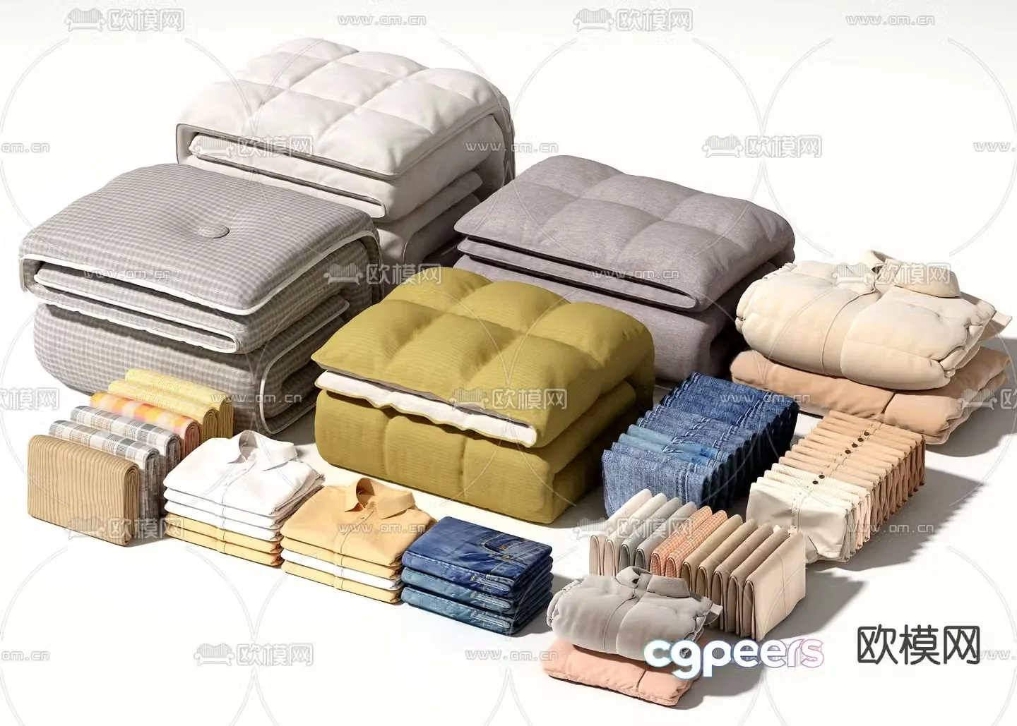 Quilt Clothes Shirt Jeans 3d Model