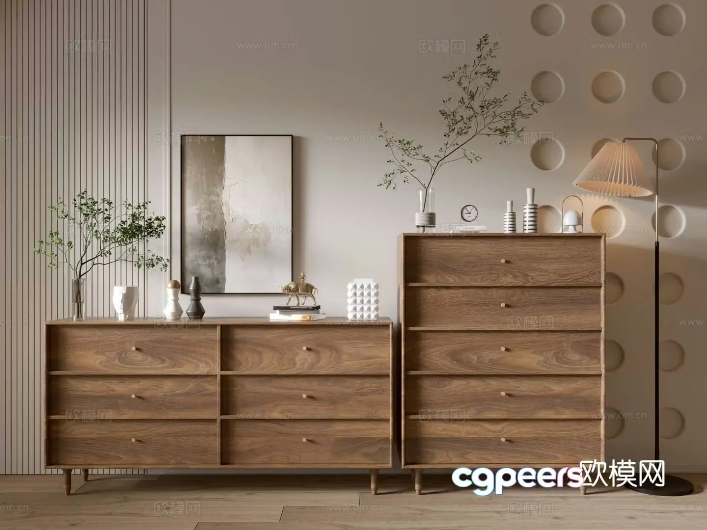 Log air chest side cabinet 3D model