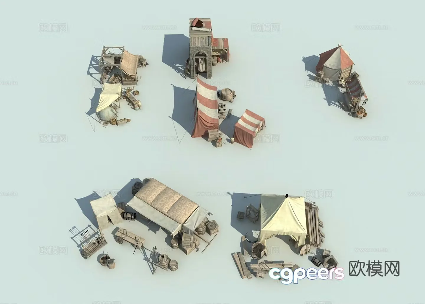 Chinese stall market folk sketch 3d model