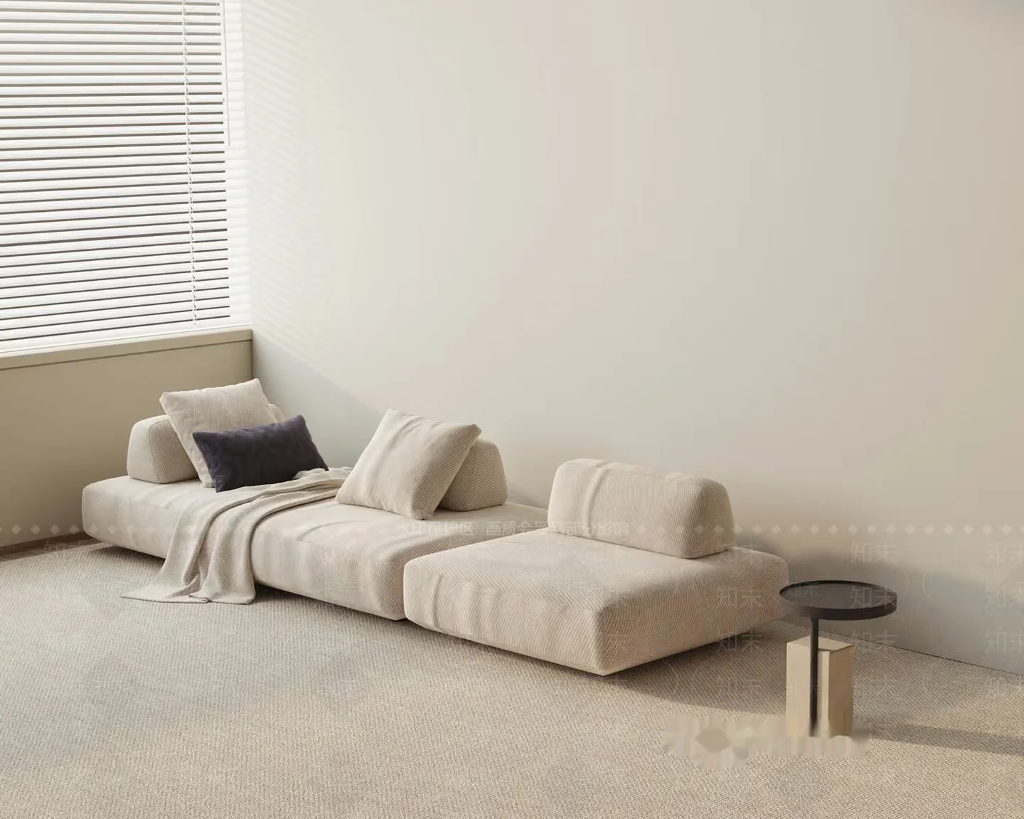 Modern Beige Couch 3D Model – 19556 – VRAY Render