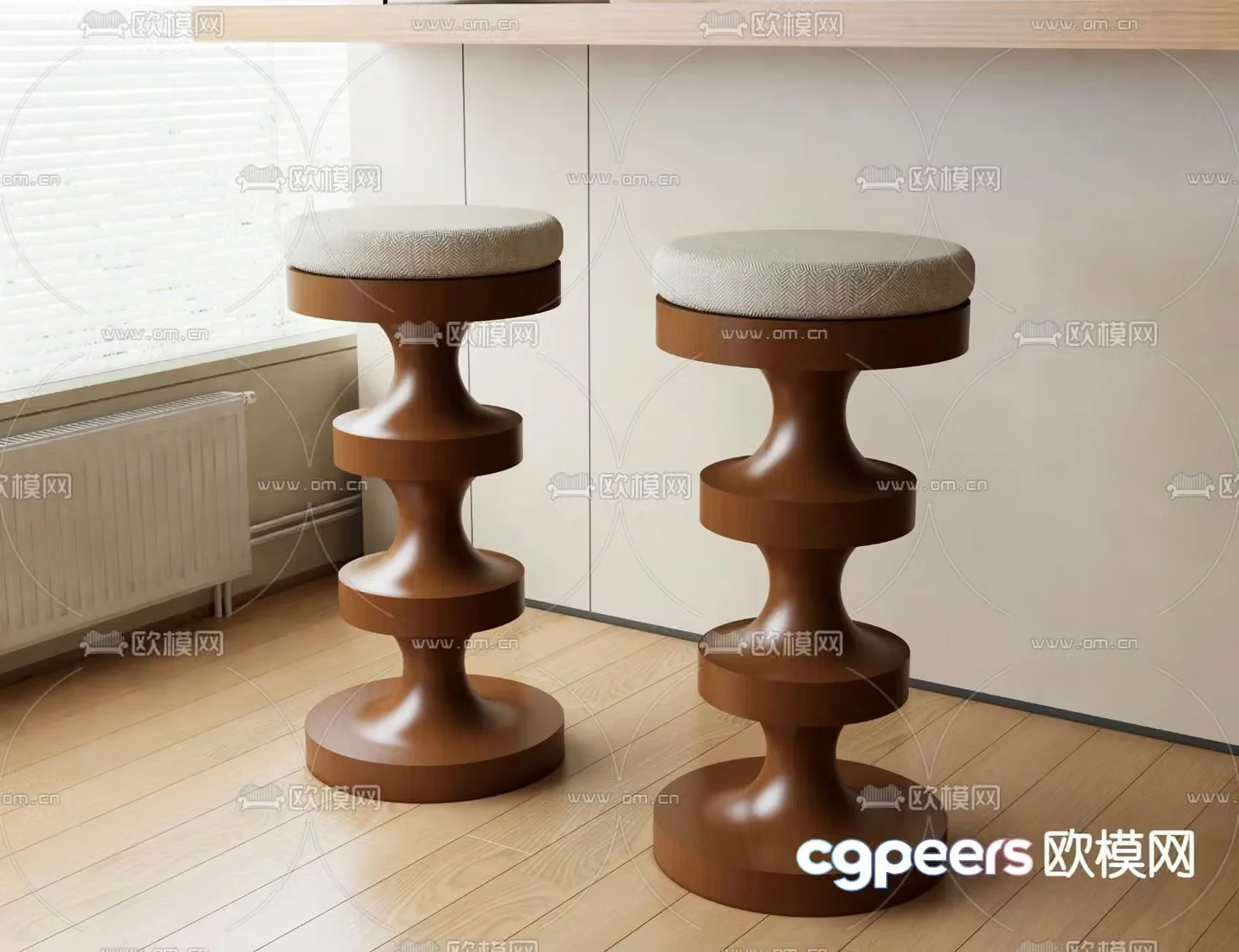 Medieval style bar chair bar stool high stool 3D model