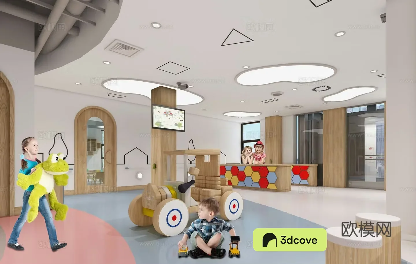 Modern kindergarten classroom kindergarten activity room kindergarten corridor