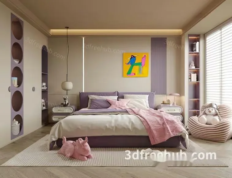 Cozy Bedroom 3D Model – 18736 – VRAY Render