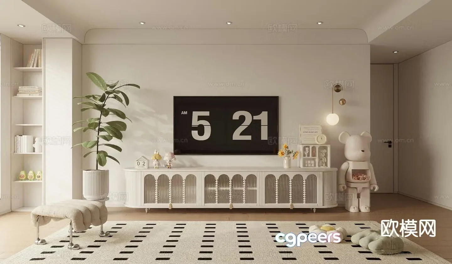 Creamy air TV cabinet 3d model