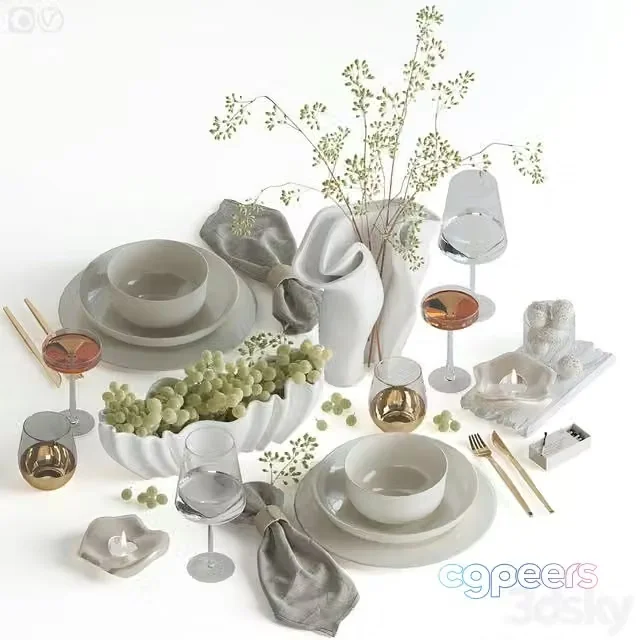 3ds Max Free – Table Setting 82 with grapes