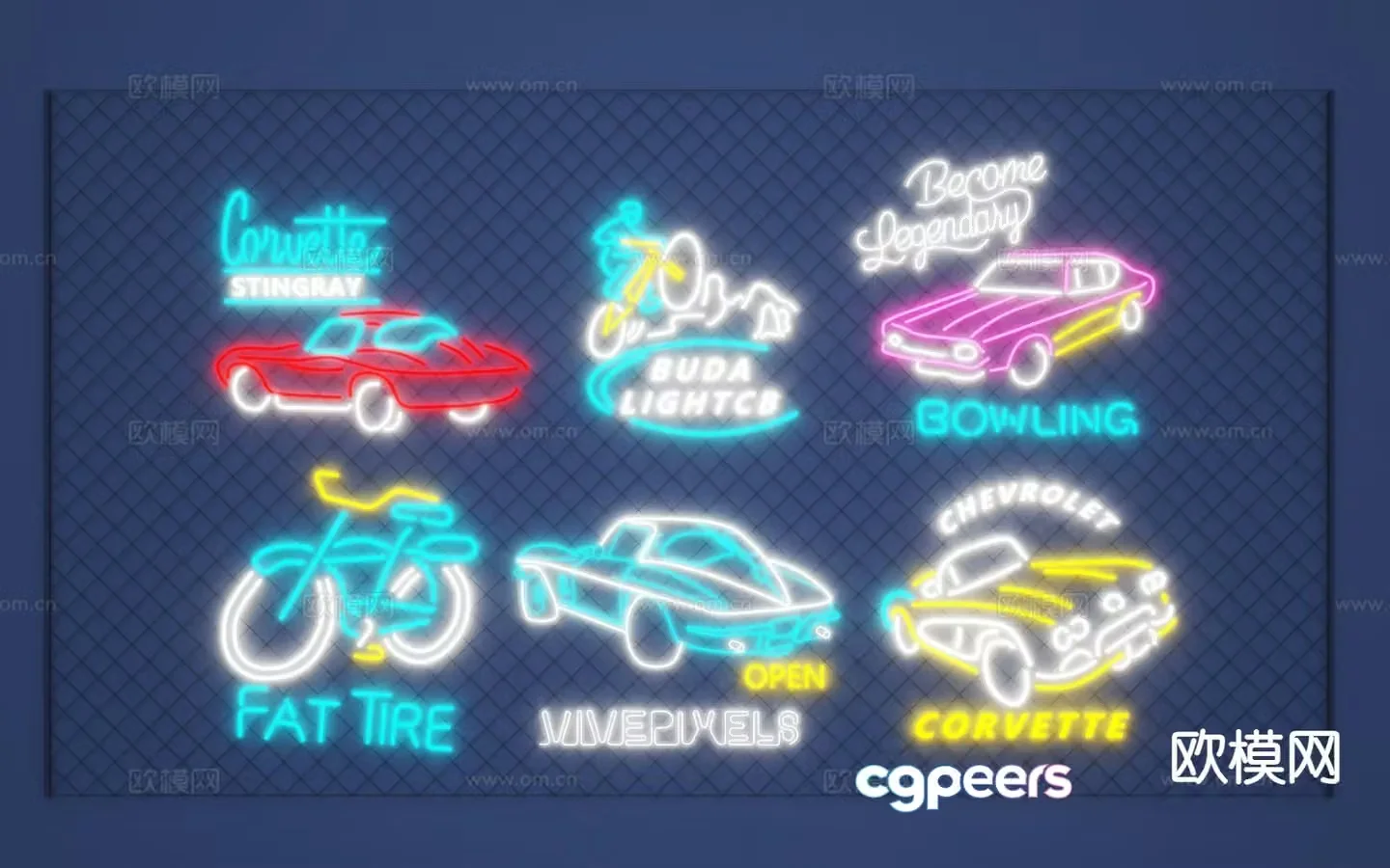 car billboard signboard logo trademark neon light 3d model