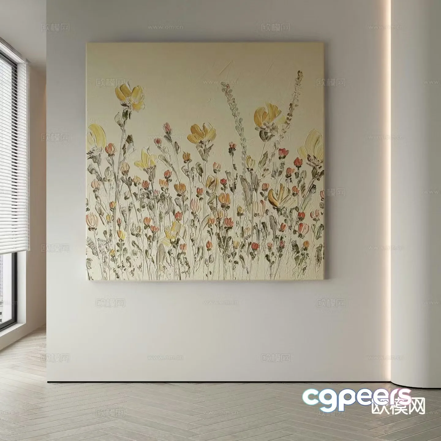 Decorative painting texture painting floral hanging painting 3D model