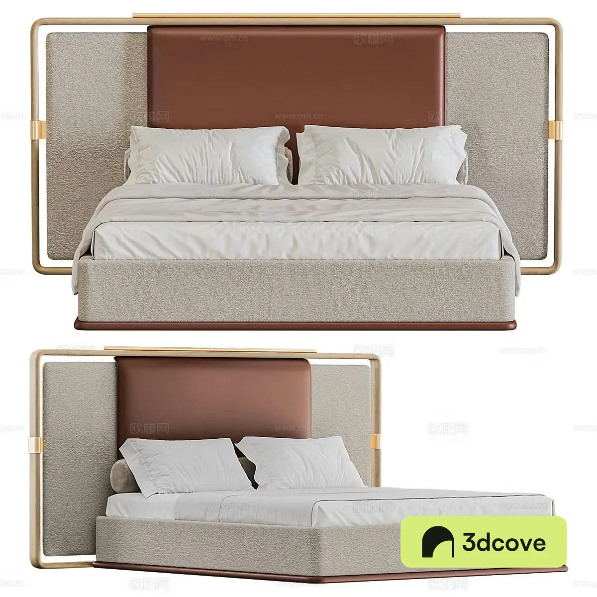 New Chinese style Vittoria Frigerio fabric double bed