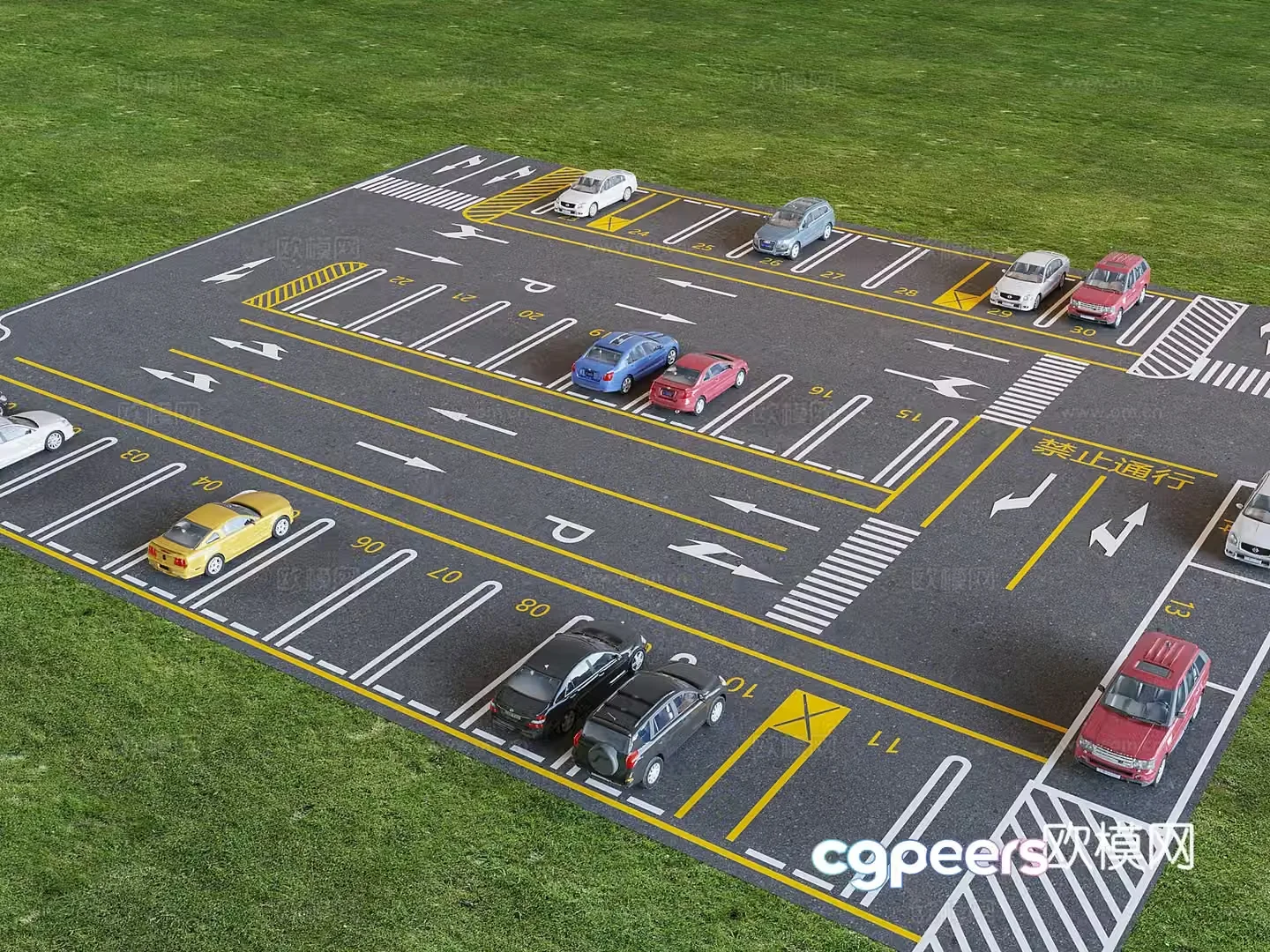 Outdoor parking lot Public parking space Automobile car parking lot 3d model