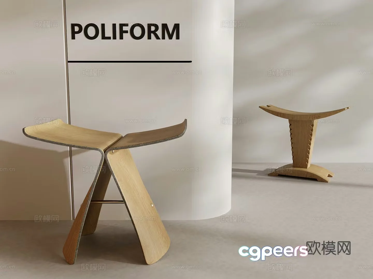 Stool Middle Style Stool Wooden Stool 3D Model