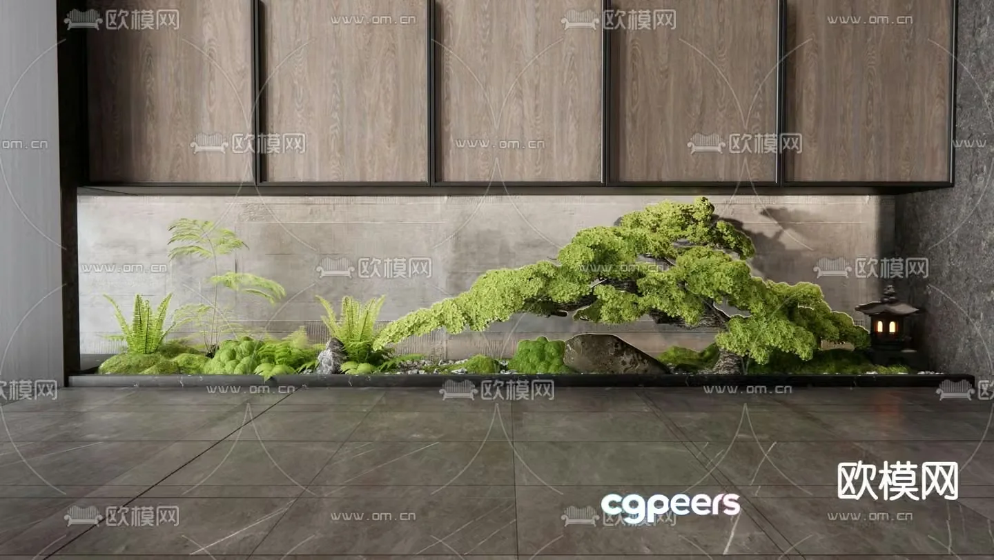 Indoor landscape pine tree landscaping 3d model