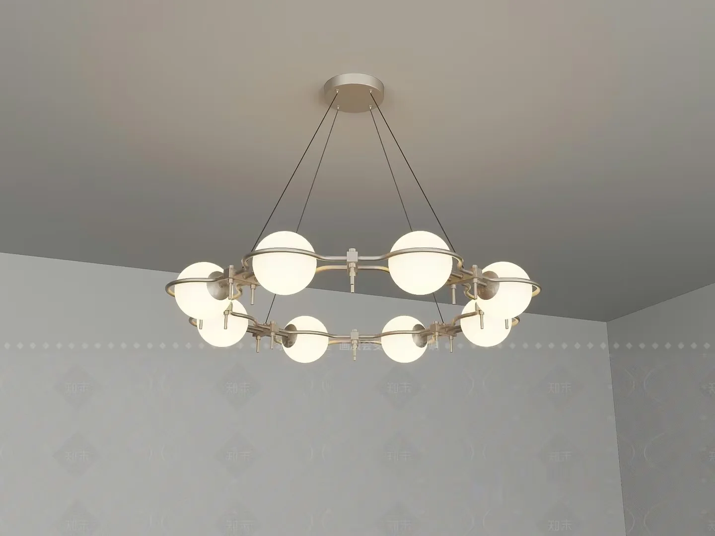 Gold Light Fixture 3D Model – 9543 – VRAY Render