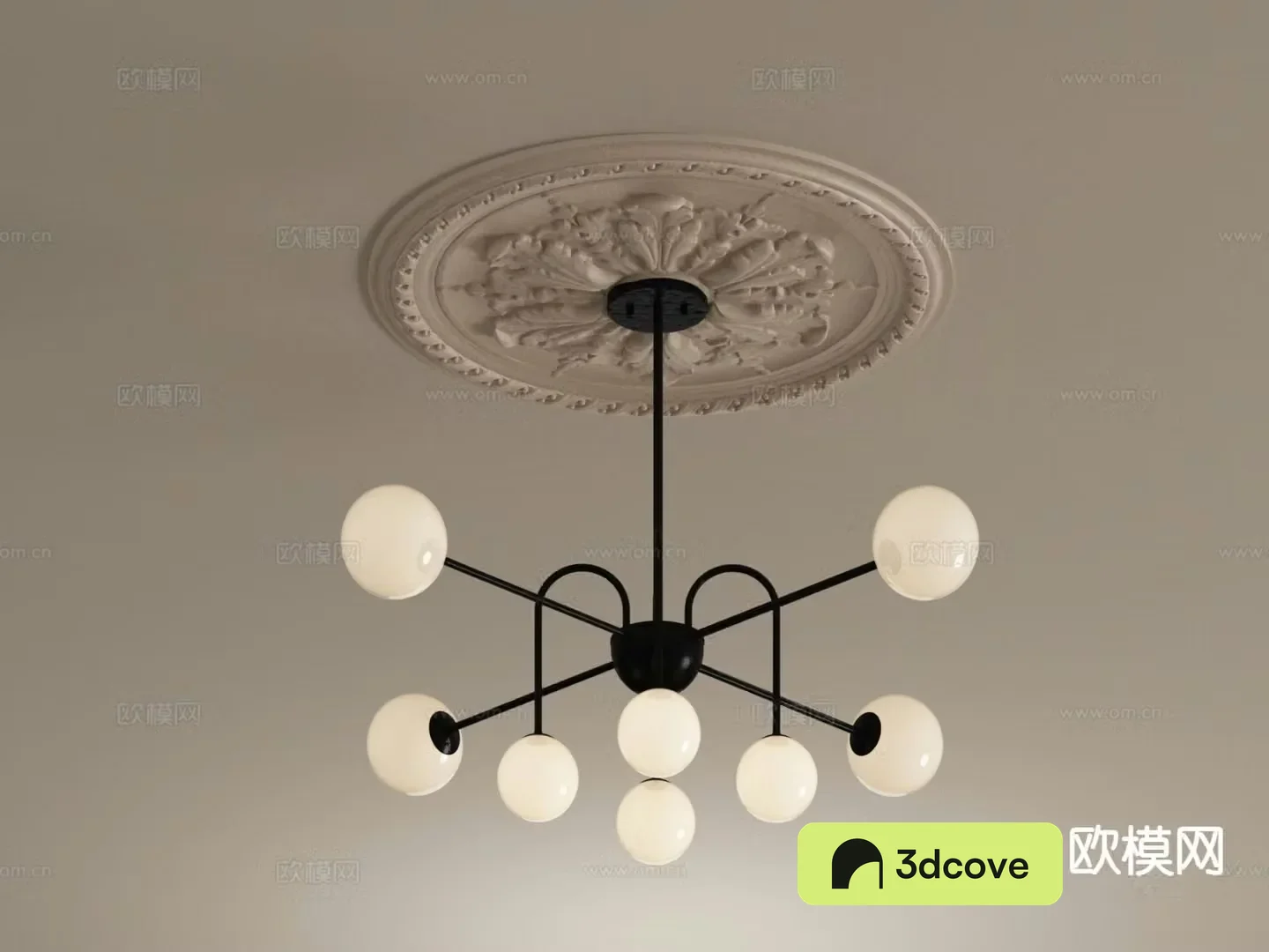 Middle-aged chandelier Multi-head chandelier 3d model