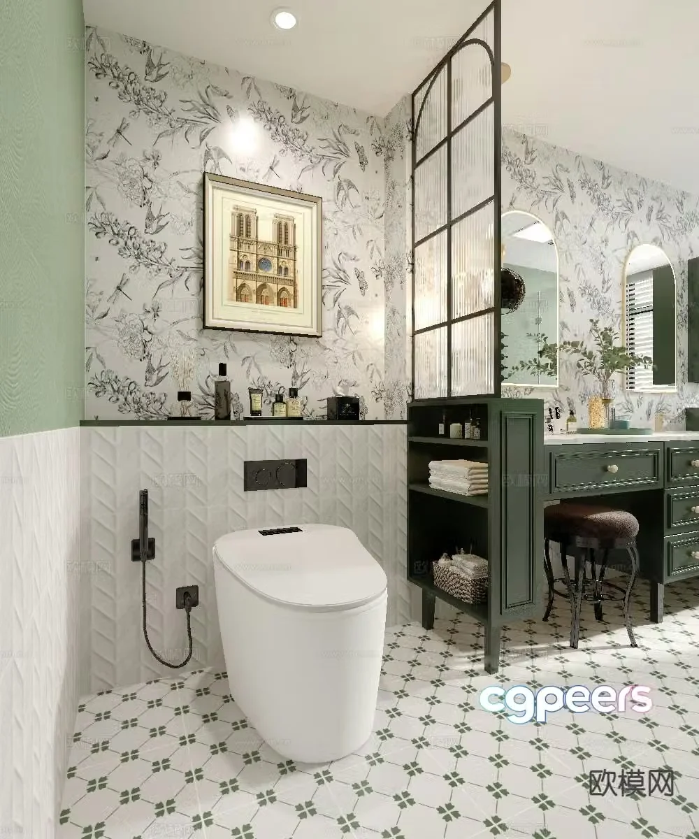French toilet bathroom toilet 3d model
