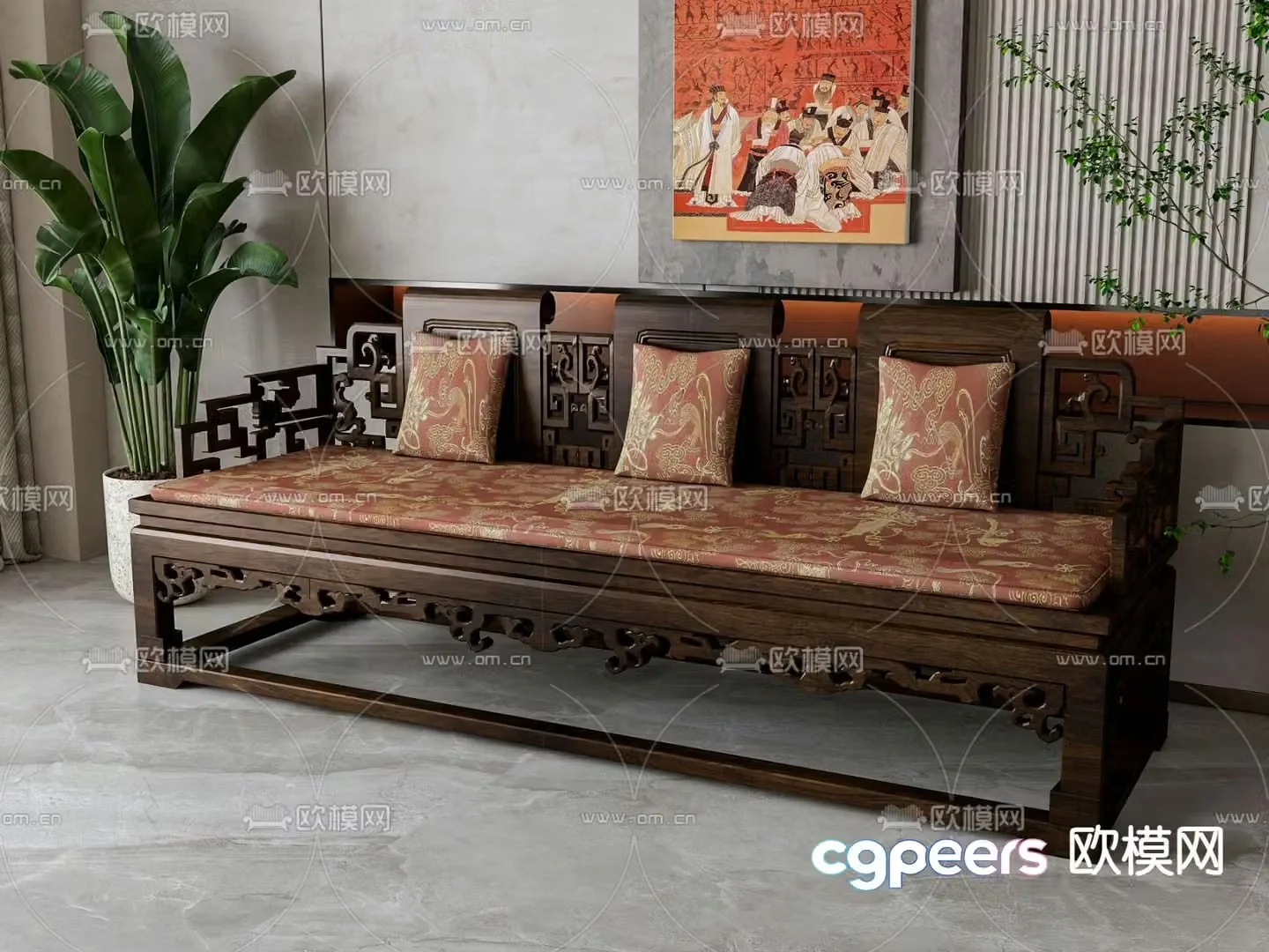 New Chinese style Arhat bed 3D model