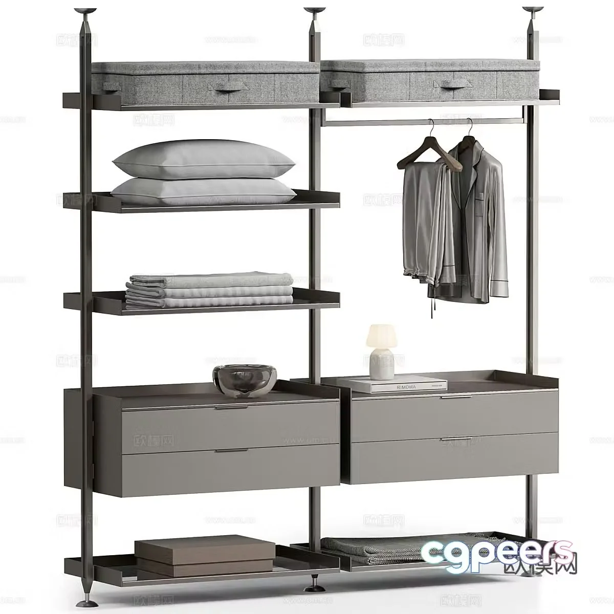 Modern Italian Open Wardrobe Clothes hanger 3d model