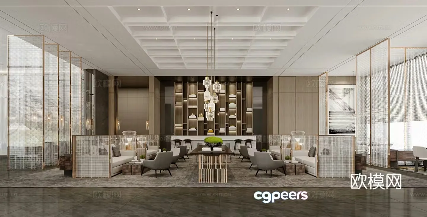 New Chinese sales department negotiation area 3D model