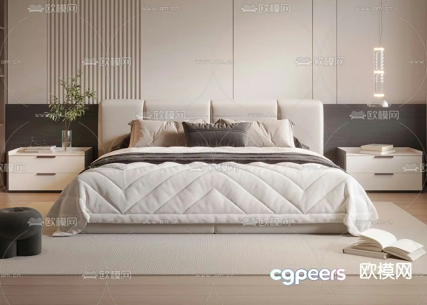 Modern double bed 3d model