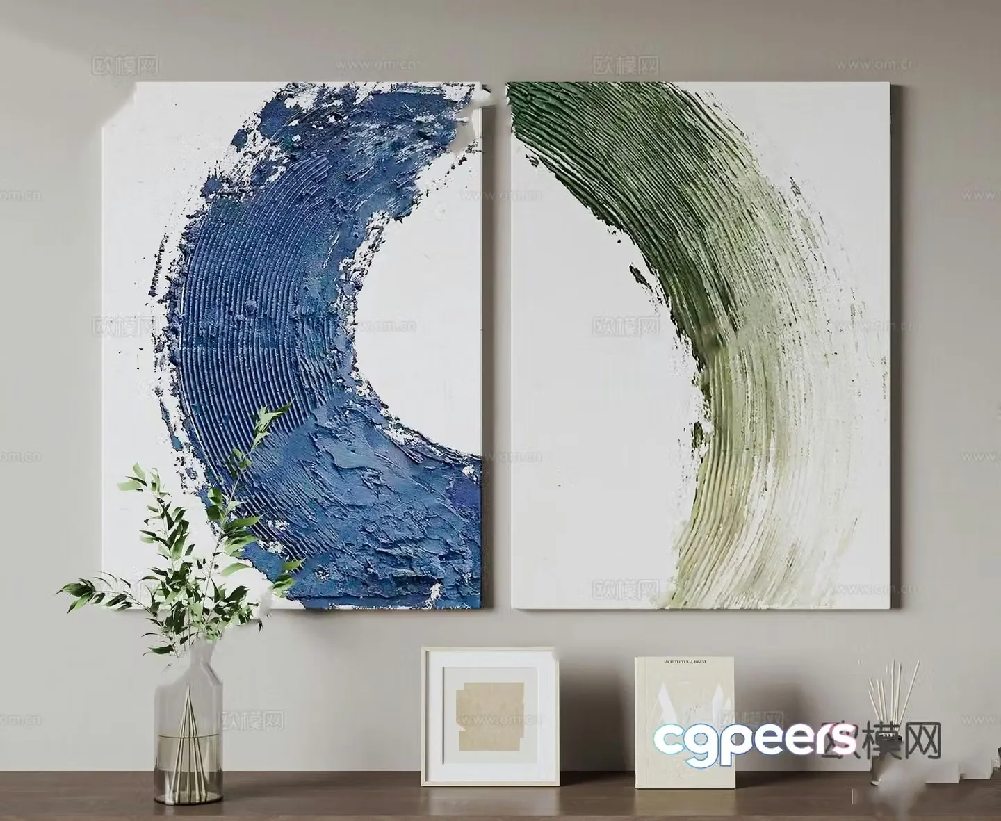 Modern decorative painting hanging painting oil painting 3d model
