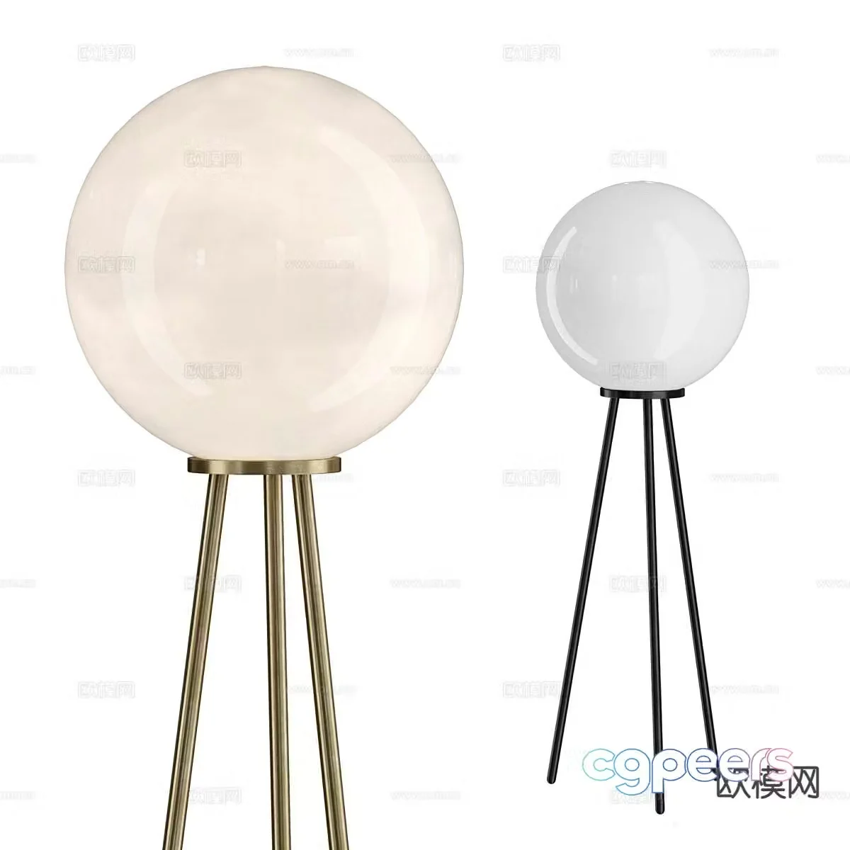 Spherical floor lamp glass floor lamp 3d model