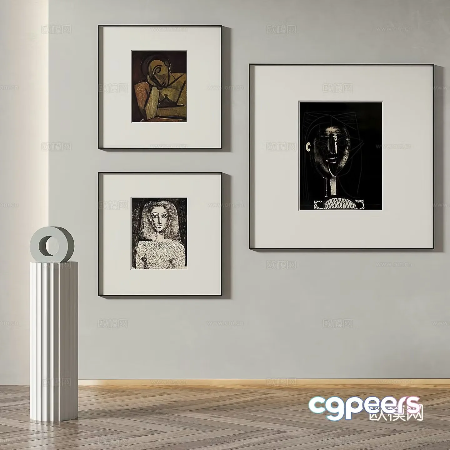 Modern minimalist abstract decorative painting 3d model