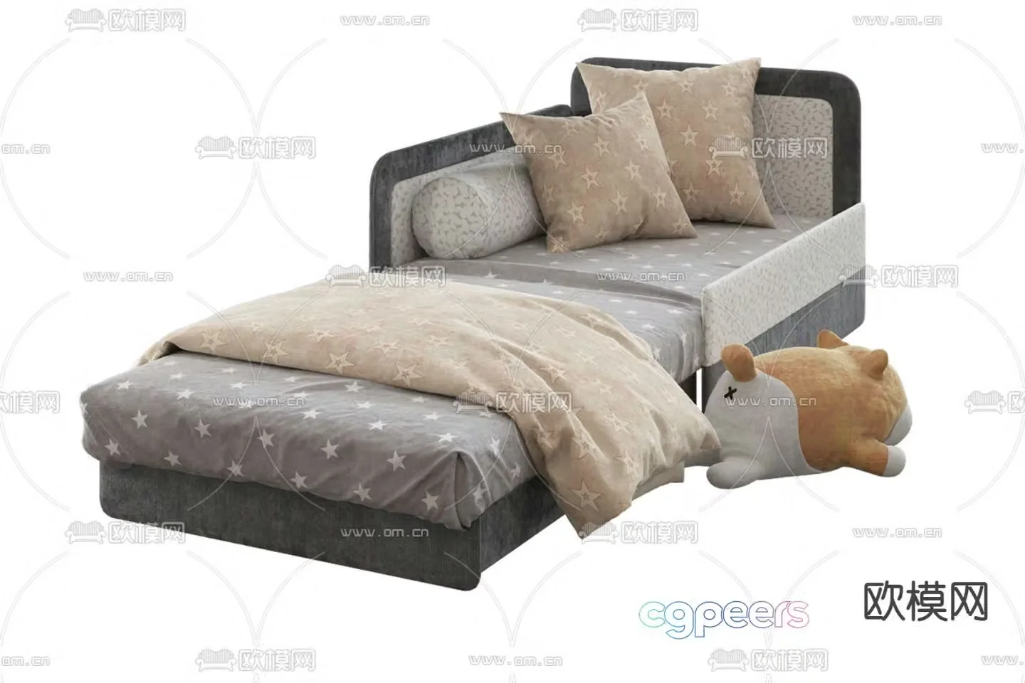 Modern children’s single bed 3d model